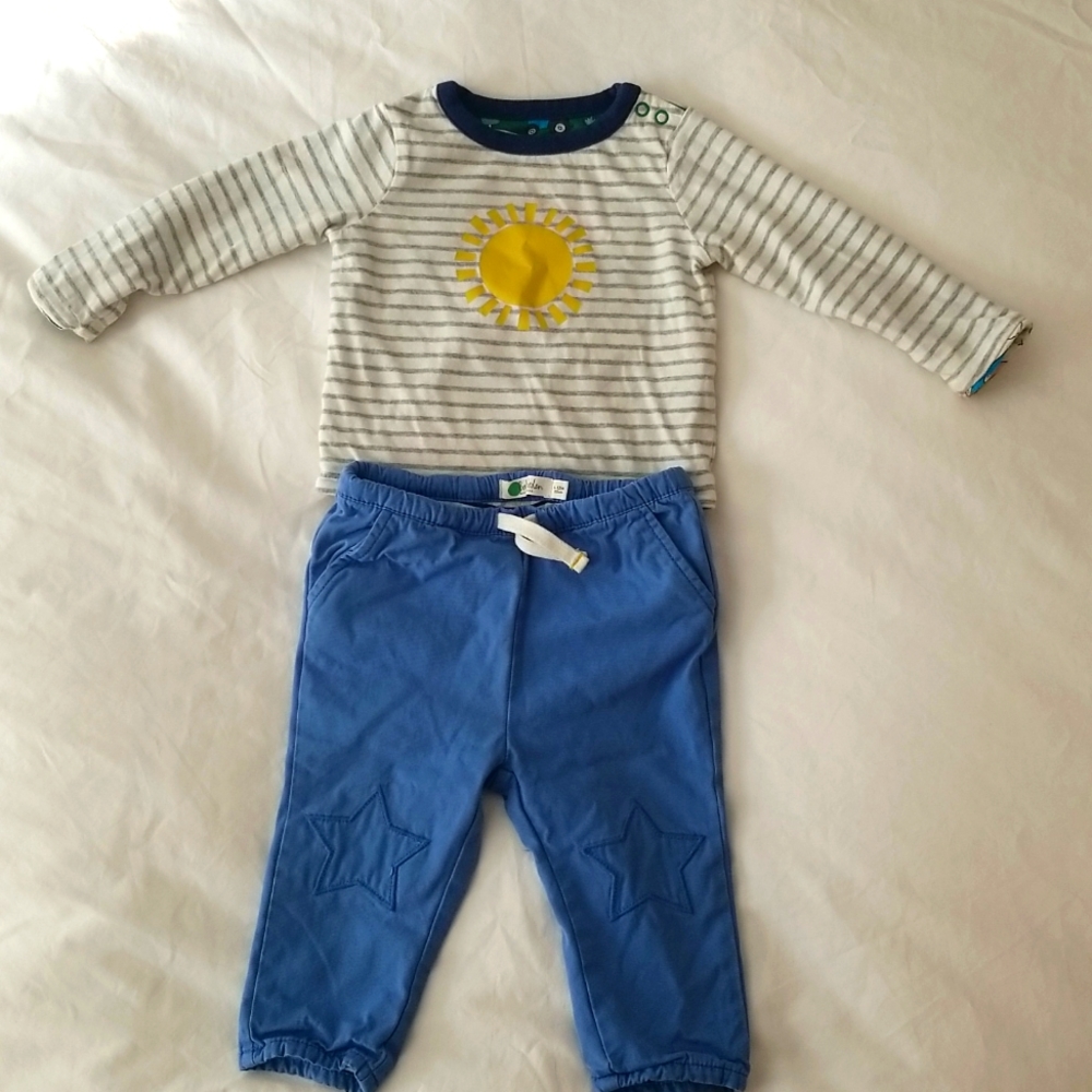 Baby Boden reversible long sleeve top with jersey-lined pants 6-12M